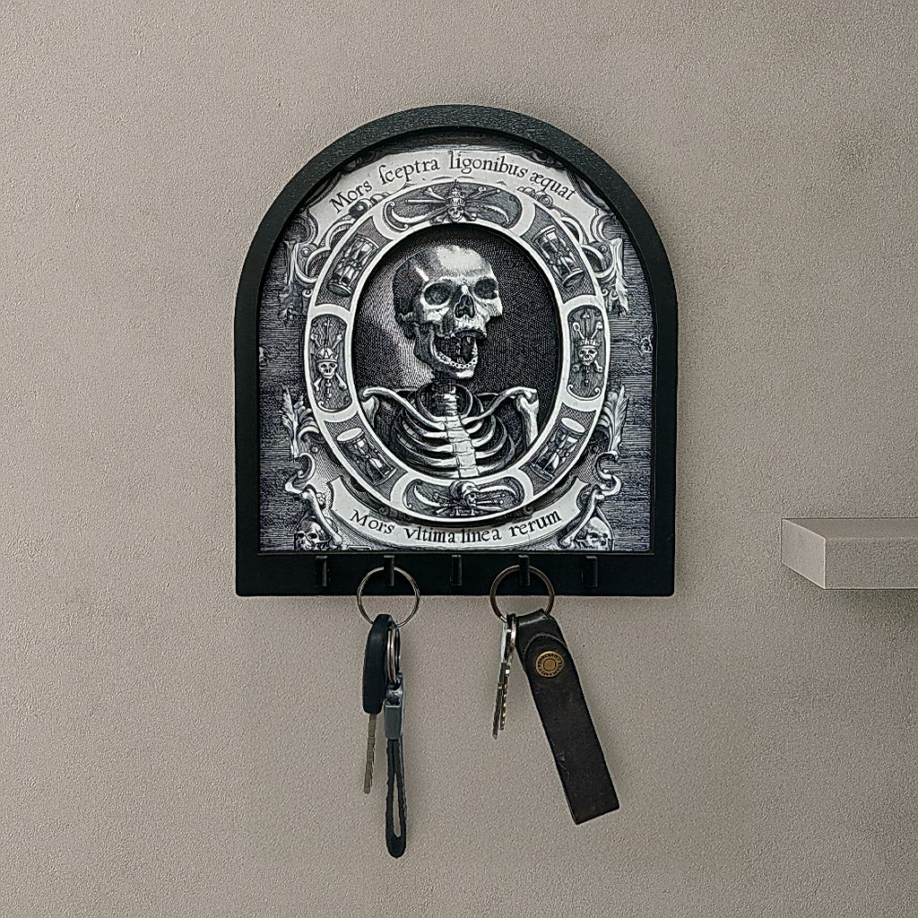 CajuArt Memento Mori Gotik İskelet Temalı Boyutlu Anahtar Askılık Duvar Dekor