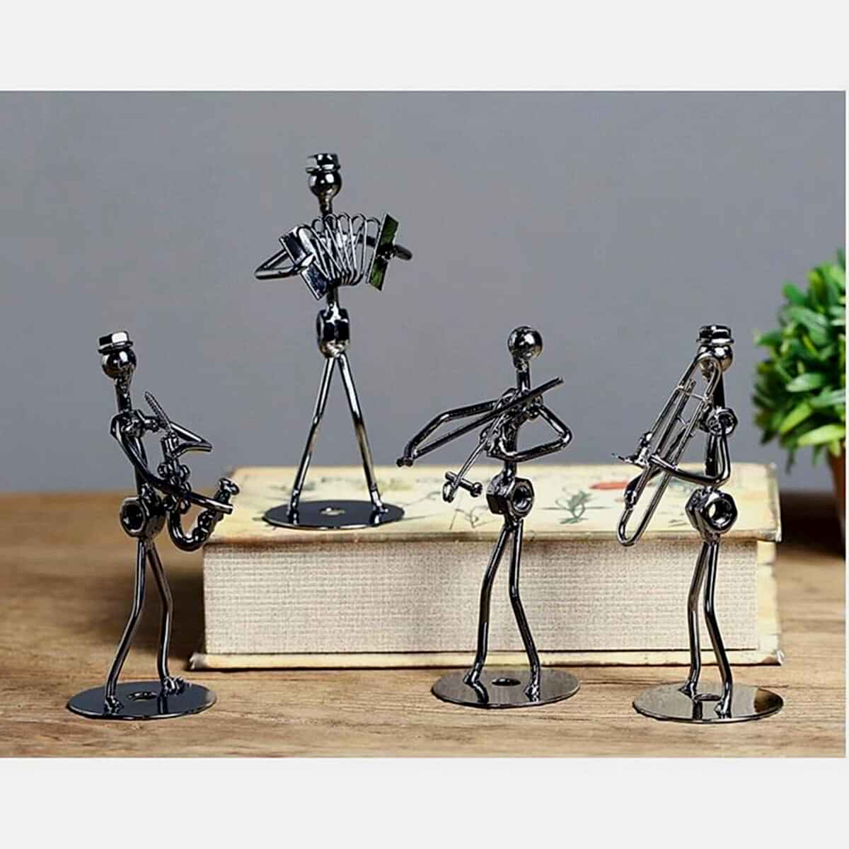 8 Adet Metal Demir Müzik Orkestrası Set Biblo Masa Süsü