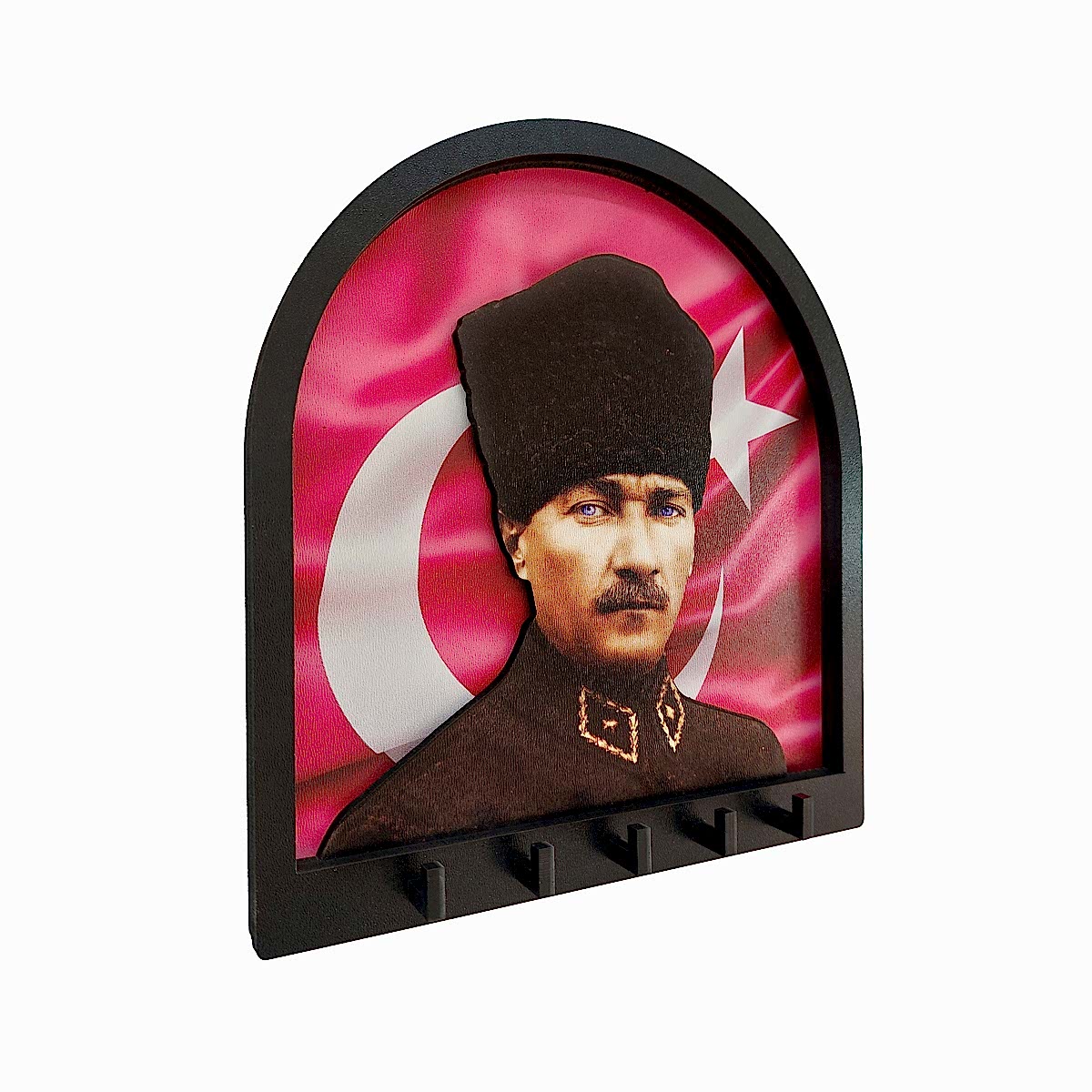 CajuArt Boyutlu Kabartma Tasarım Atatürk Bayrak Tema Anahtarlık Duvar Askılık Dekor
