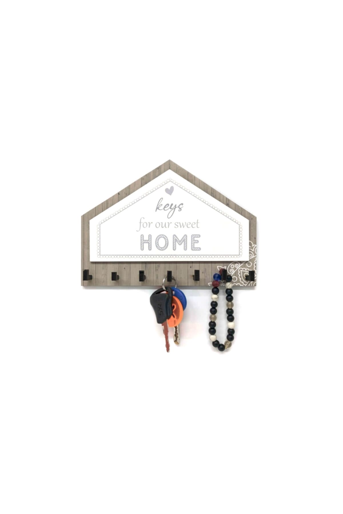 Gri Kahverengi Üçgen Keys For Home Askı Anahtarlık Dekor
