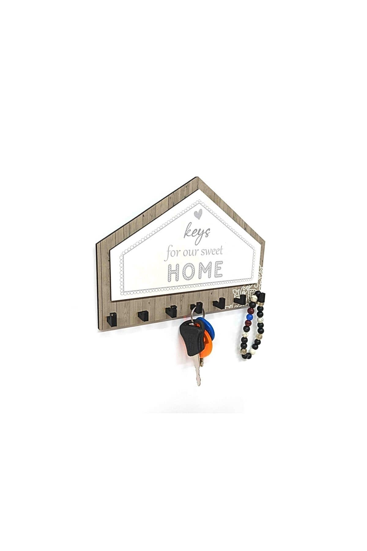 Gri Kahverengi Üçgen Keys For Home Askı Anahtarlık Dekor
