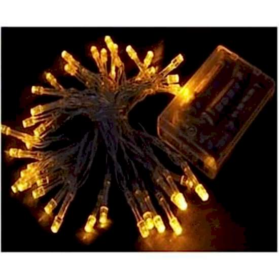 3 m 30 Led Şeffaf Kablo Sarı Renkli Pilli Led Işık Süs