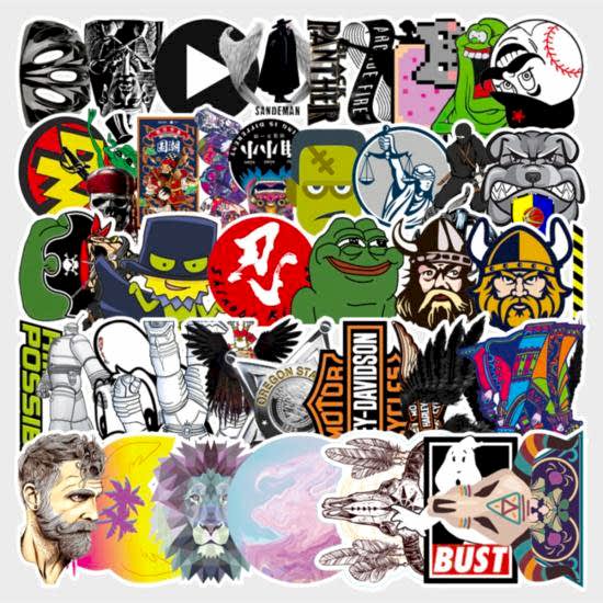 50 Adet Tekrarsız Karışık Stil Modern Pvc Sticker 016