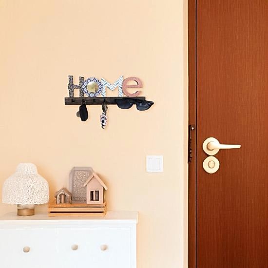 Home Yazılı Dekoratif Desenli Aynalı Duvar Askılık