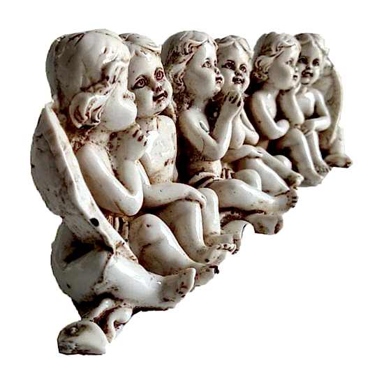 Altılı Yanyana Oturmuş Çocuk Melek Figürlü Porselen Biblo