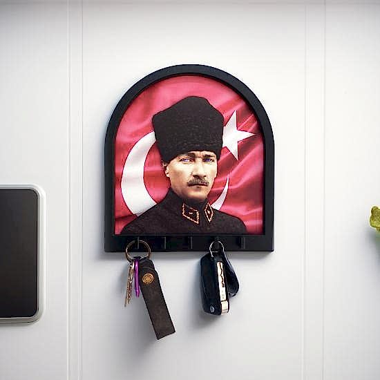 Kabartma Tasarım Atatürk Bayrak Tema Anahtarlık