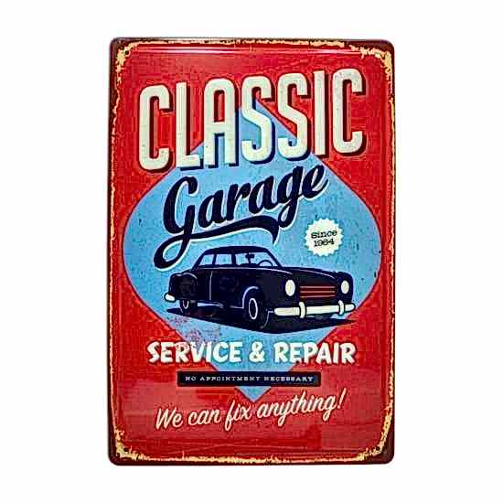 Retro Classic Garage Tamirci Temalı 20x30 Metal