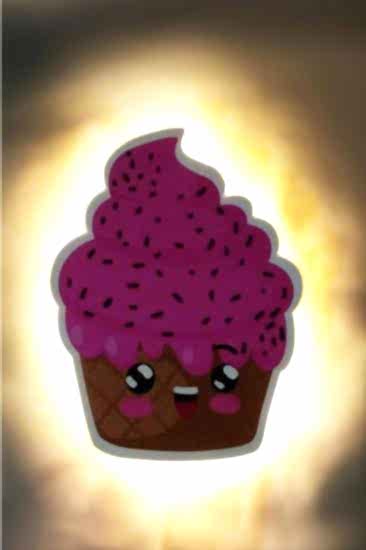 Çocuk Odası Bebek Odası Led Işıklı Cupcake Baskılı Mdf Duvar Süsü