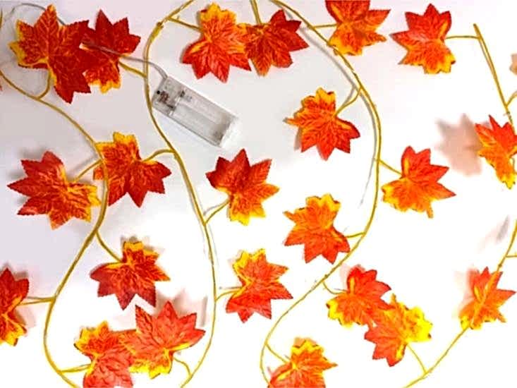 Dekoratif 2 Metre Sonbahar Kuru Yaprak Sarmaşık Led Işık