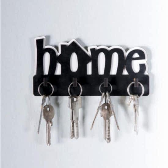 Dekoratif Home Yazılı Ahşap Anahtarlık Hol Anahtar Askı