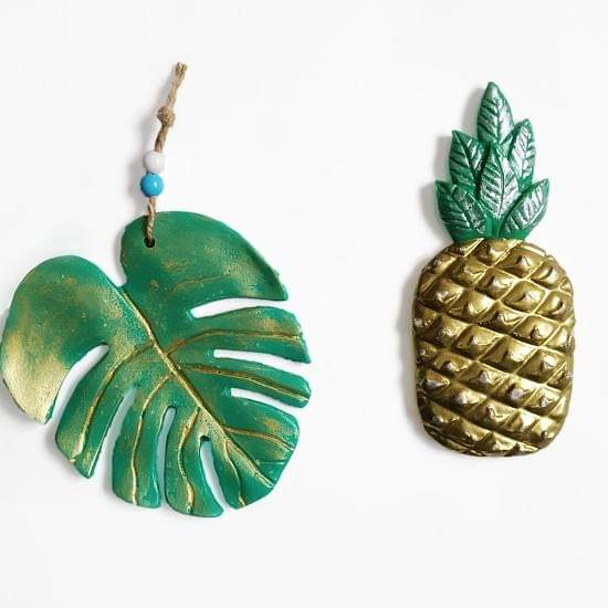 Dekoratif İkili Ananas ve Yaprak Duvar Süsü İkili Set Ev Dekoru