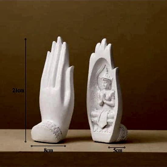 Dekoratif Ikili Modern El Içinde Buda Heykeli Biblo Set Yoga Tathagata