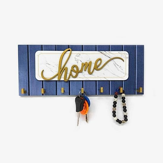 Dekoratif Kabartma Home Yazılı Ahşap Modern Anahtarlık
