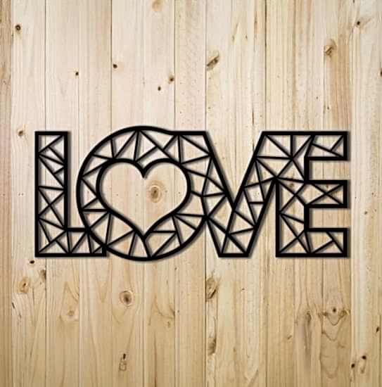 Dekoratif Modern Siyah Büyük Ahşap Love Yazısı Tablo Aşk