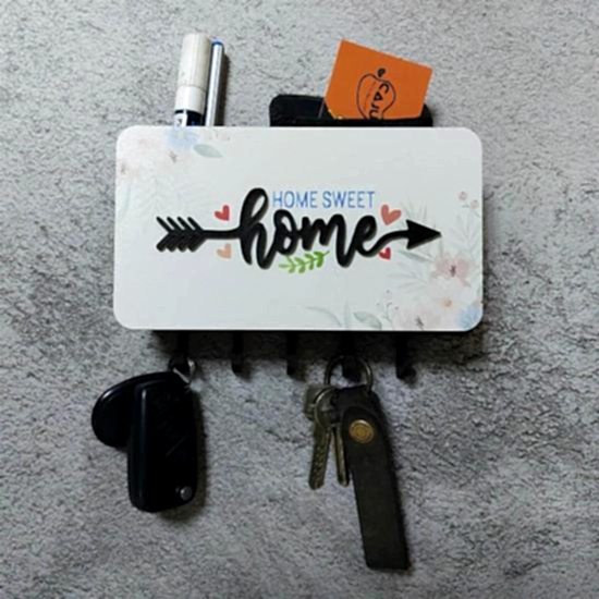 Home Yazılı Bölmeli Anahtarlık Duvar Askılık Dekor