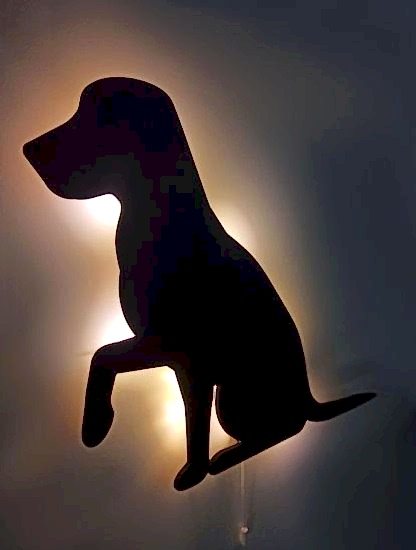 Pati Uzatan Köpek Led Işıklı Ahşap Tablo Duvar Dekoru Süs