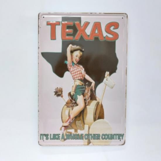 Texas Retro 20x30 Metal Plaka Tablo