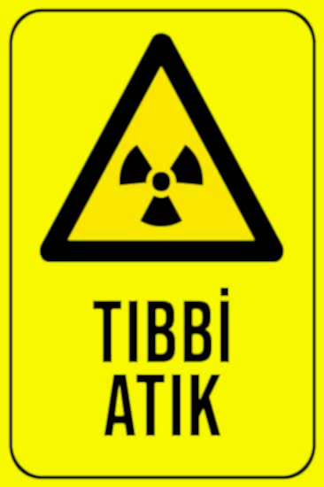Tıbbi Atık 20x30 cm Ahşap Uyarı Levhası