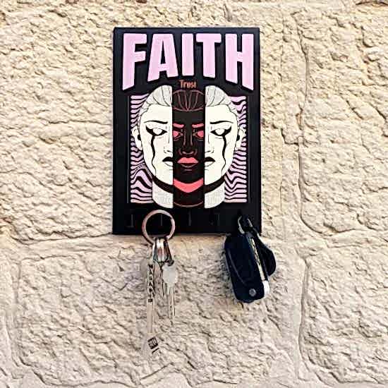 Urban Sokak Stili Tasarım Faith İnanç Duvar Askısı Anahtarlık Dekor