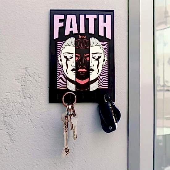 Urban Sokak Stili Tasarım Faith İnanç Duvar Askısı Anahtarlık Dekor