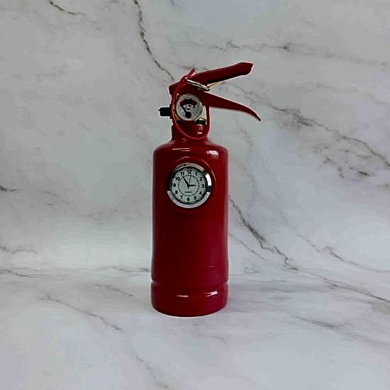 Yangın Tüpü Görünümlü Dekoratif Masa Saati Küçük Saatli