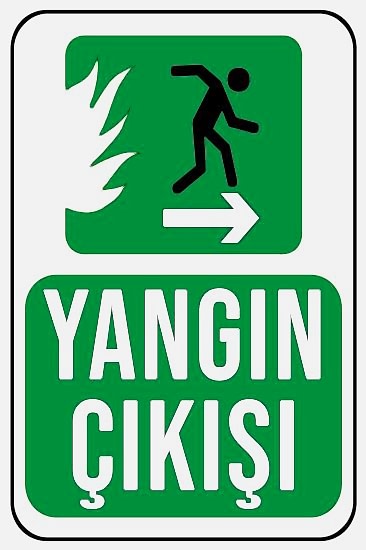 Yangın Çıkışı Yana Ok 20x30 cm Ahşap Uyarı