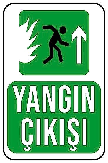 Yangın Çıkışı Yukarı Ok 20x30 cm Ahşap Uyarı