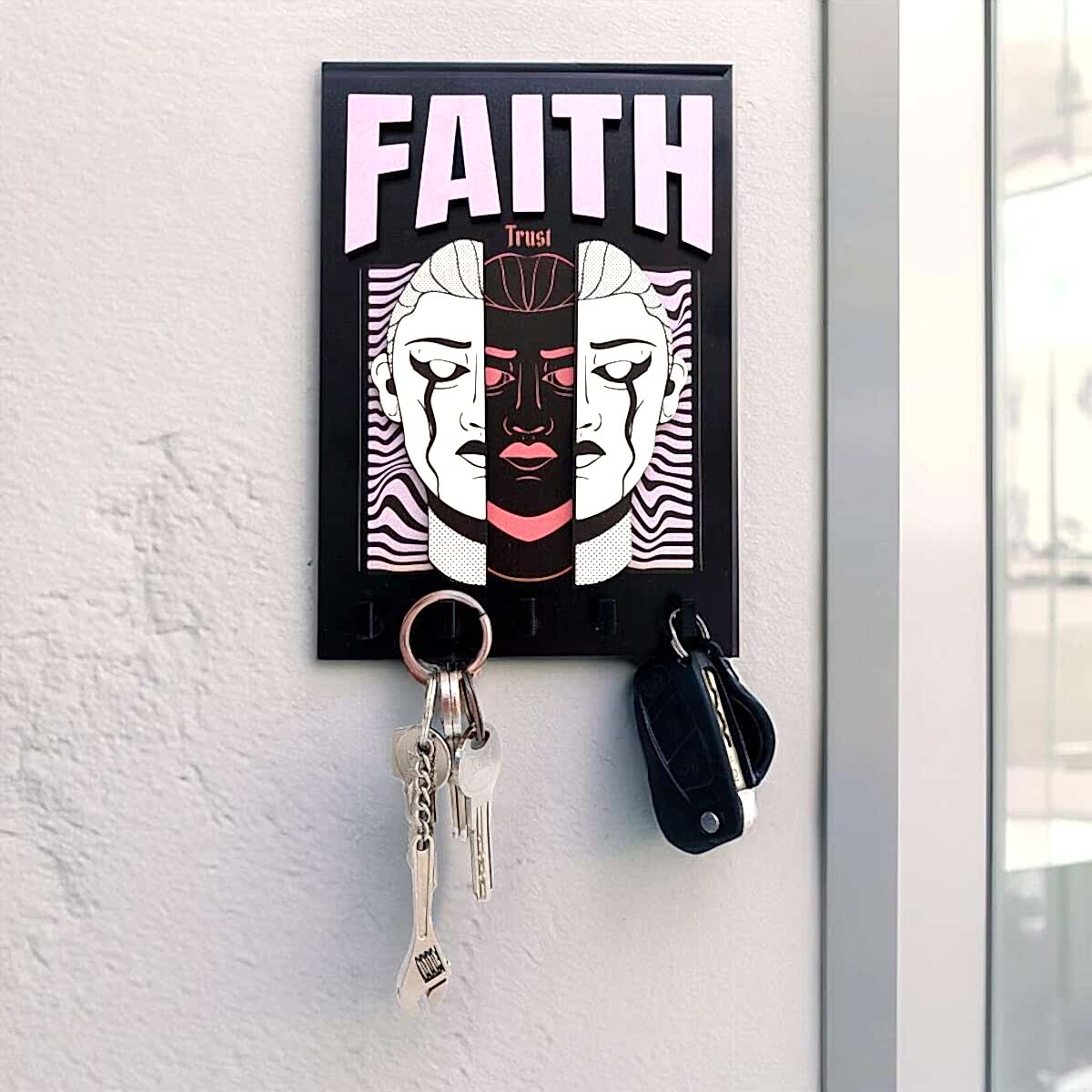 Urban Sokak Stili Tasarım Faith İnanç Duvar Askısı Anahtarlık Dekor