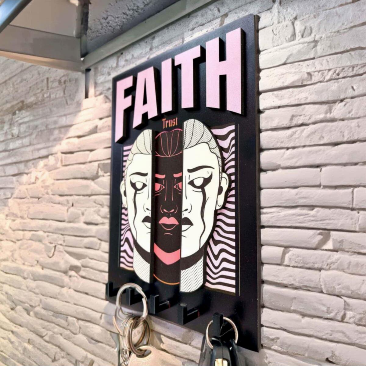 Urban Sokak Stili Tasarım Faith İnanç Duvar Askısı Anahtarlık Dekor